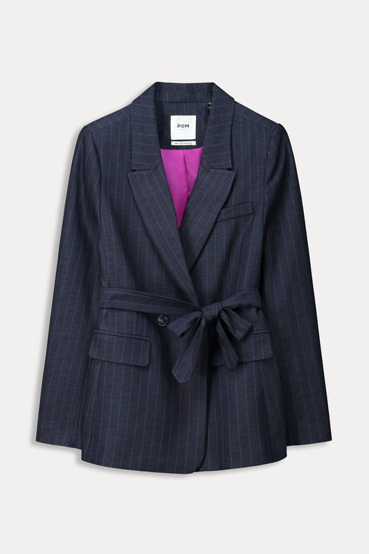 POM Amsterdam Blazers BLAZER - Striped Midnight Blue