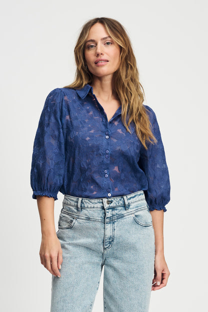 POM Amsterdam Blouses Blue / 34 BLOUSE - Sapphire Blue