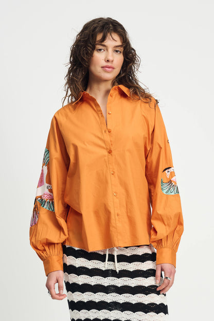 POM Amsterdam Blouses Brown / 34 BLOUSE - Lexi Bird Sienna