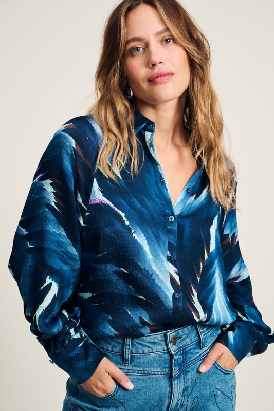 POM Amsterdam Blouses Multi colour / 34 BLOUSE - Feathers Blue