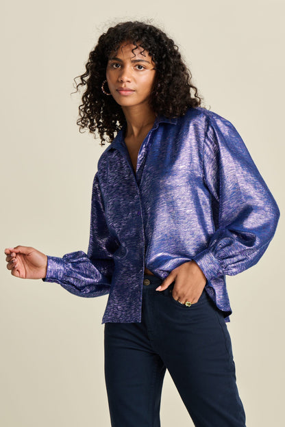 POM Amsterdam Blouses Multi colour / 34 BLOUSE - Violet Festive Blue