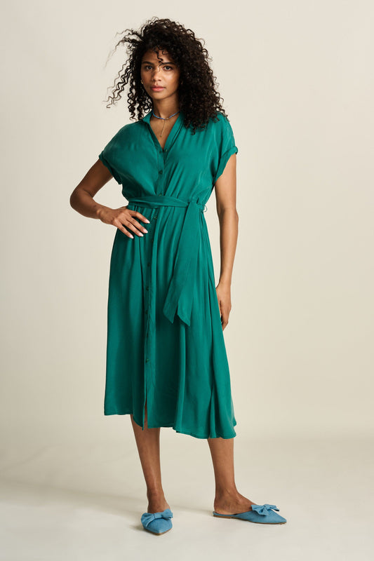 POM Amsterdam Dresses Green / 34 ROBE - Lynn Pacific Green