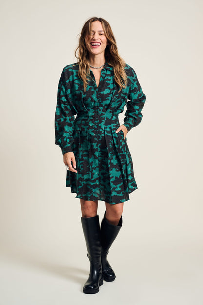 POM Amsterdam Dresses Multi colour / 34 ROBE - Camo Teal Green