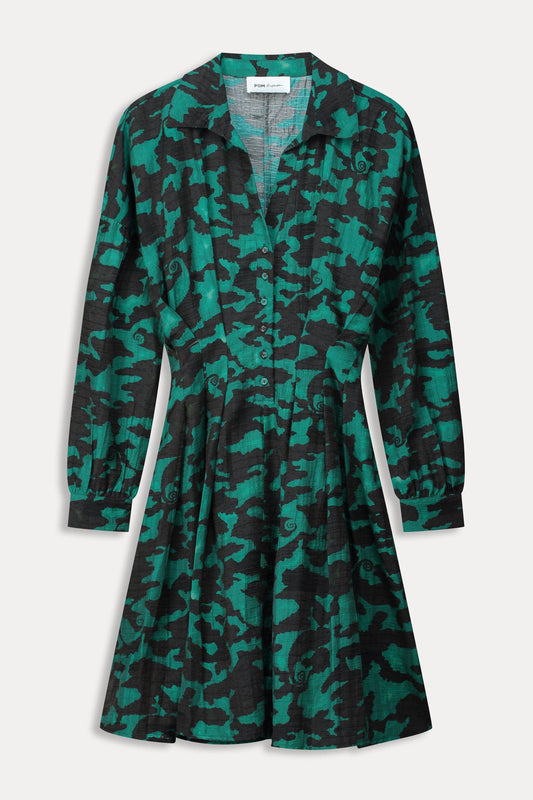 POM Amsterdam Dresses ROBE - Camo Teal Green