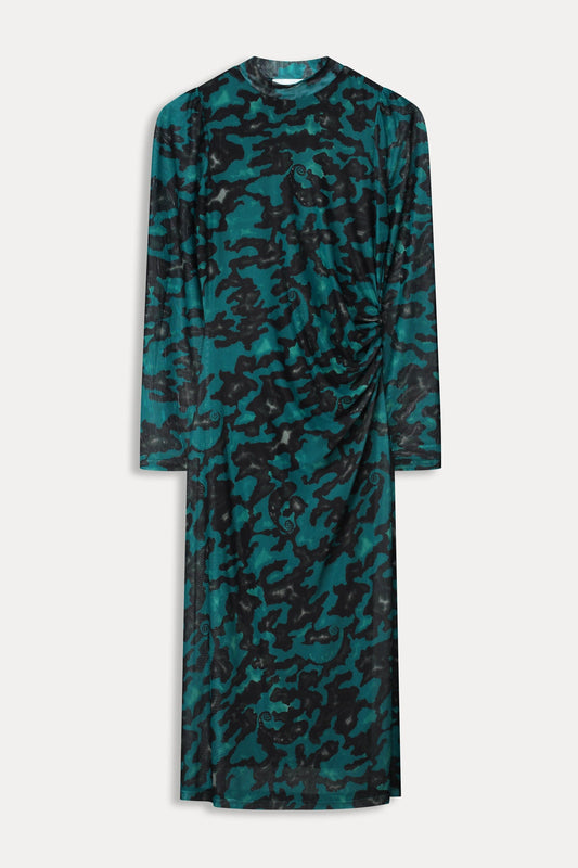 POM Amsterdam Dresses ROBE - Camo Teal Green Mesh