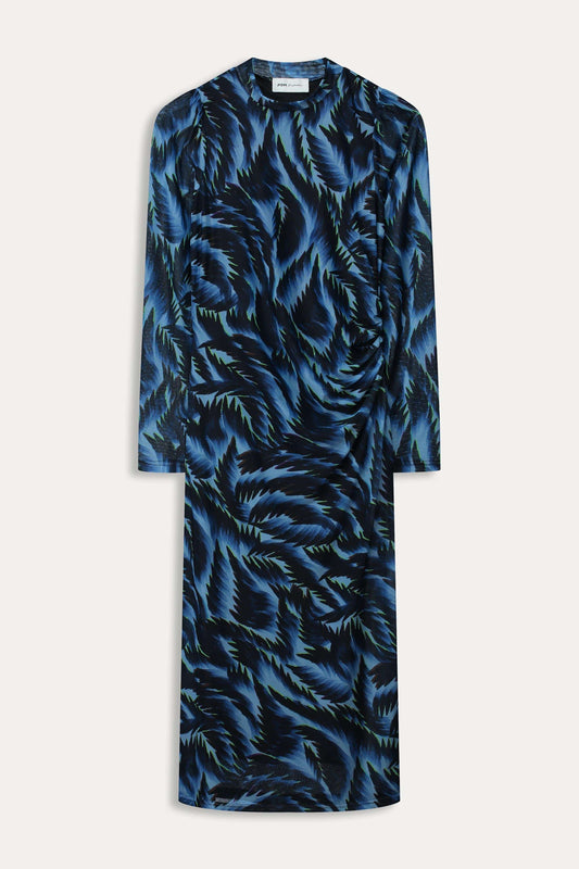 POM Amsterdam Dresses ROBE - Feathers Blue Mesh