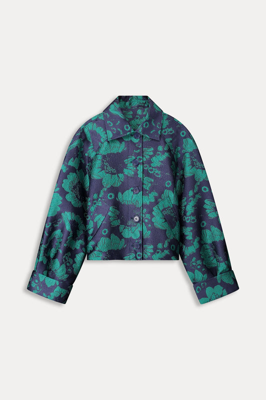 POM Amsterdam Jackets VESTE - Floral Jacquard Fresh Blue