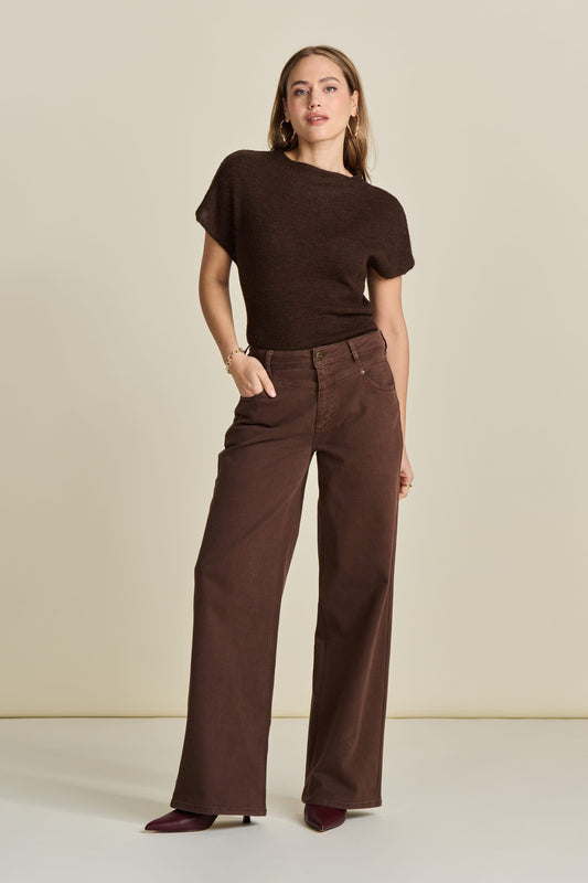 POM Amsterdam Jeans Brown / 34 JEANS - Wide Leg Washed Brown