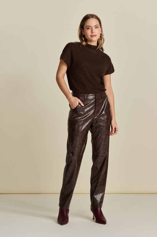 POM Amsterdam Pants Brown / 34 PANTALON - Faux Leather Brown