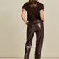 POM Amsterdam Pants PANTALON - Faux Leather Brown