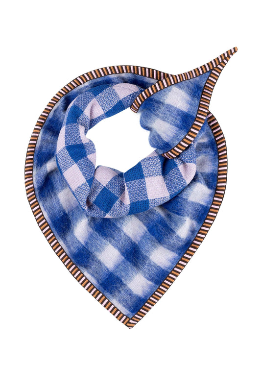 POM Amsterdam Shawls Blue / OS ÉCHARPE - Checks Blue Lavender