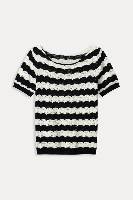 POM Amsterdam Tops TOP - Crochet Black white