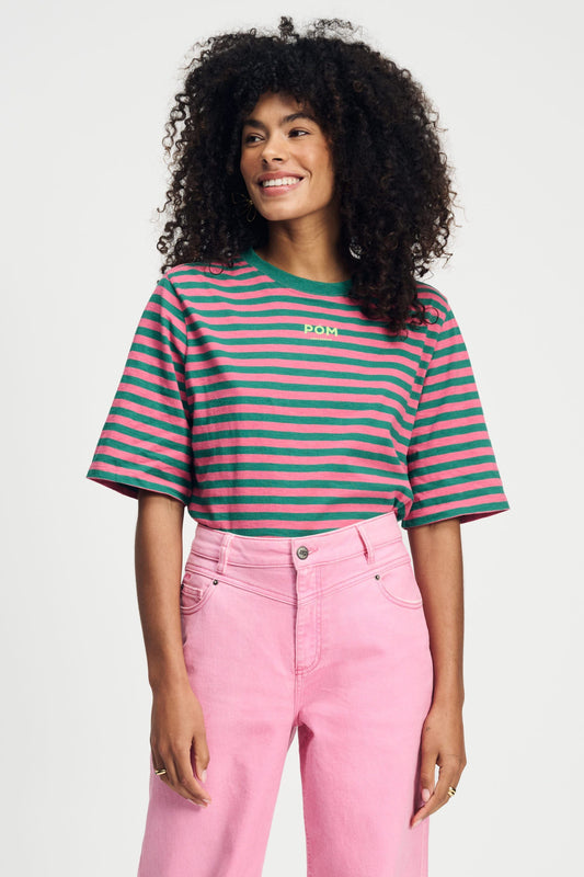 POM Amsterdam Tshirts Multi colour / 34 TSHIRT - Striped Pink Green