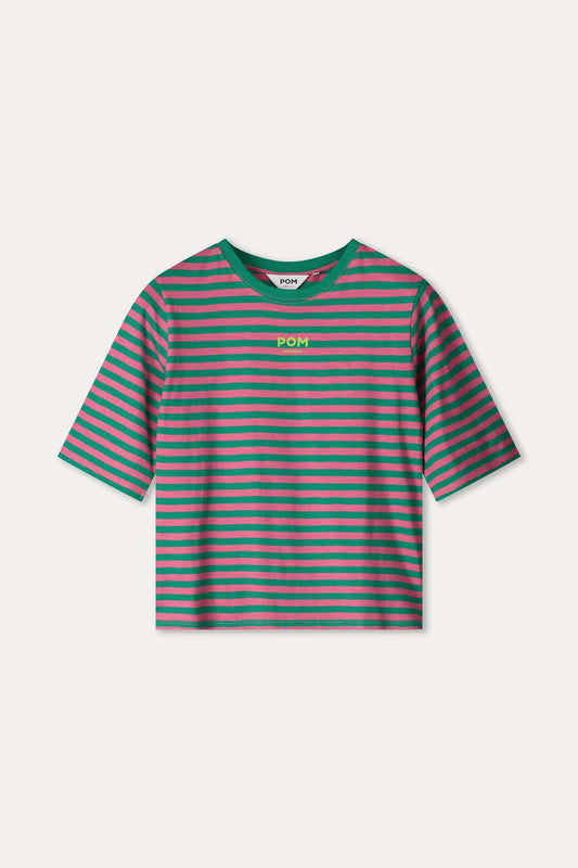 POM Amsterdam Tshirts TSHIRT - Striped Pink Green